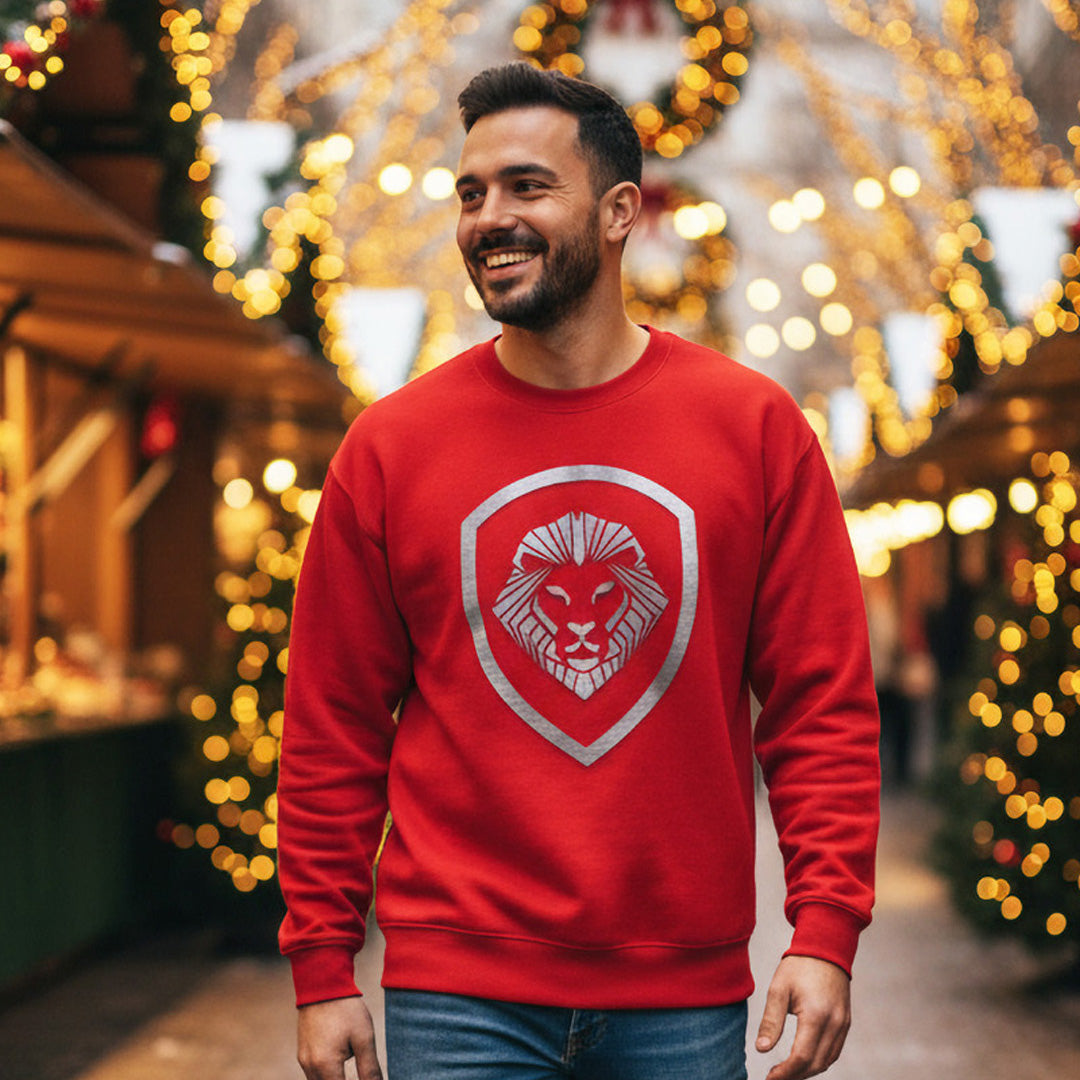 Valuetainment Red Raised Print Performance Crewneck Sweatshirt