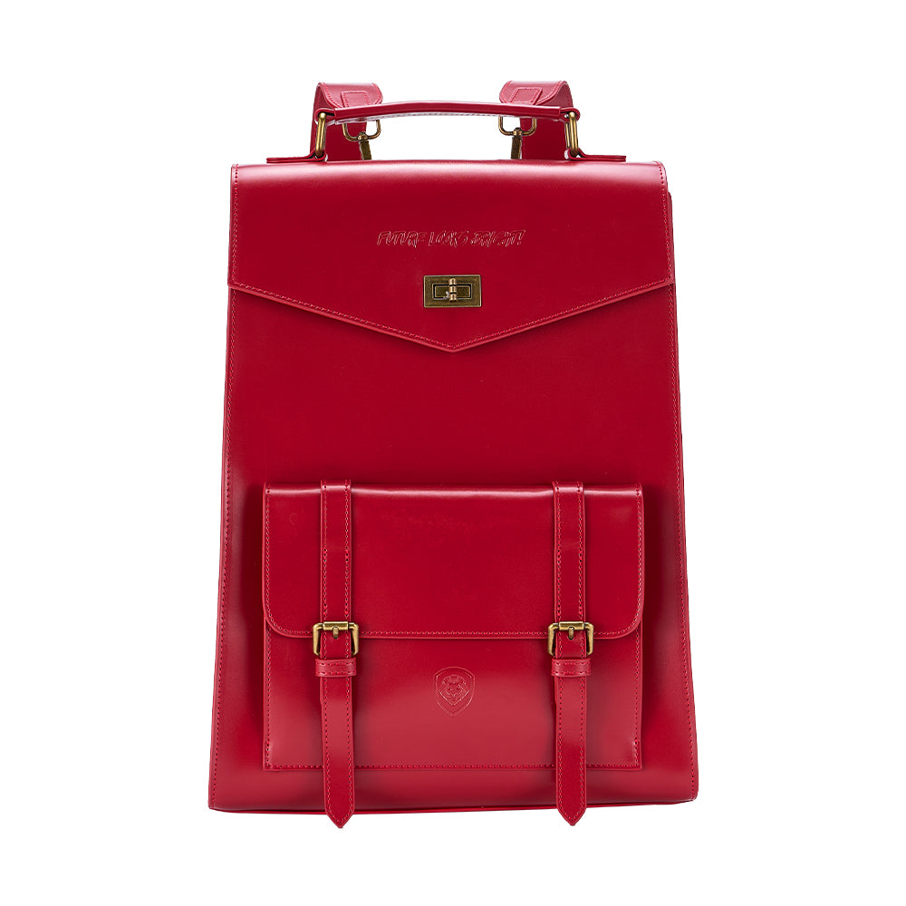 Women's Future Looks Bright Cherry Red Leather Premium Backpack