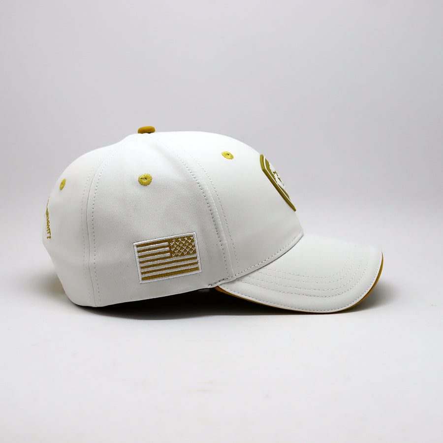 Future Looks Bright Lion Shield White and Gold Snapback Hat
