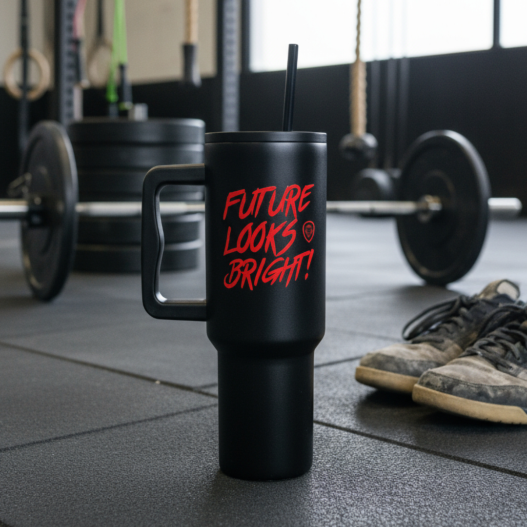 Future Looks Bright Black And Red Stainless Steel 40 oz Rambler Mug