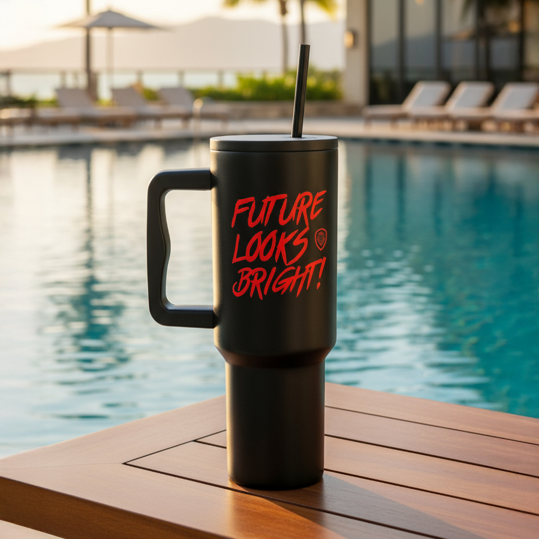 Future Looks Bright Black And Red Stainless Steel 40 oz Rambler Mug
