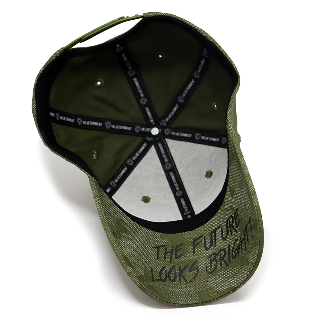 VT Shield Logo Future Looks Bright Army Green Textured Snapback Hat