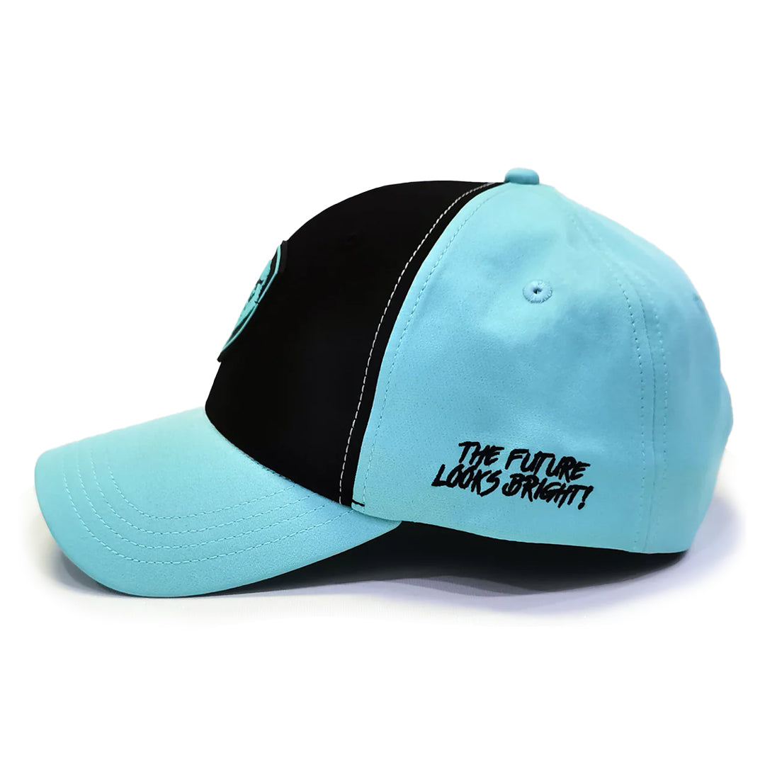 VT Shield Logo Future Looks Bright front panel Black & Sky Blue Snapback Hat