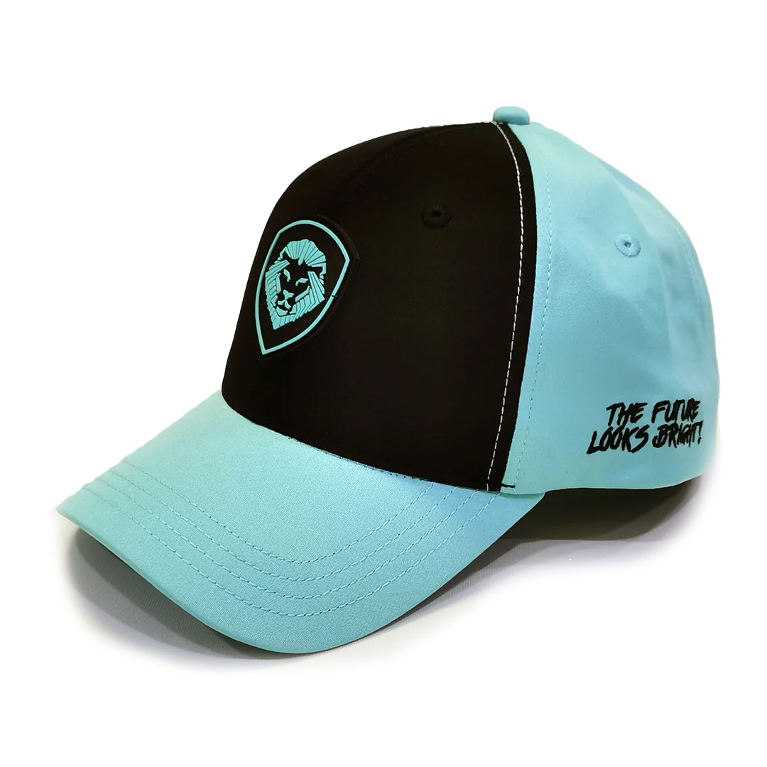 VT Shield Logo Future Looks Bright front panel Black & Sky Blue Snapback Hat