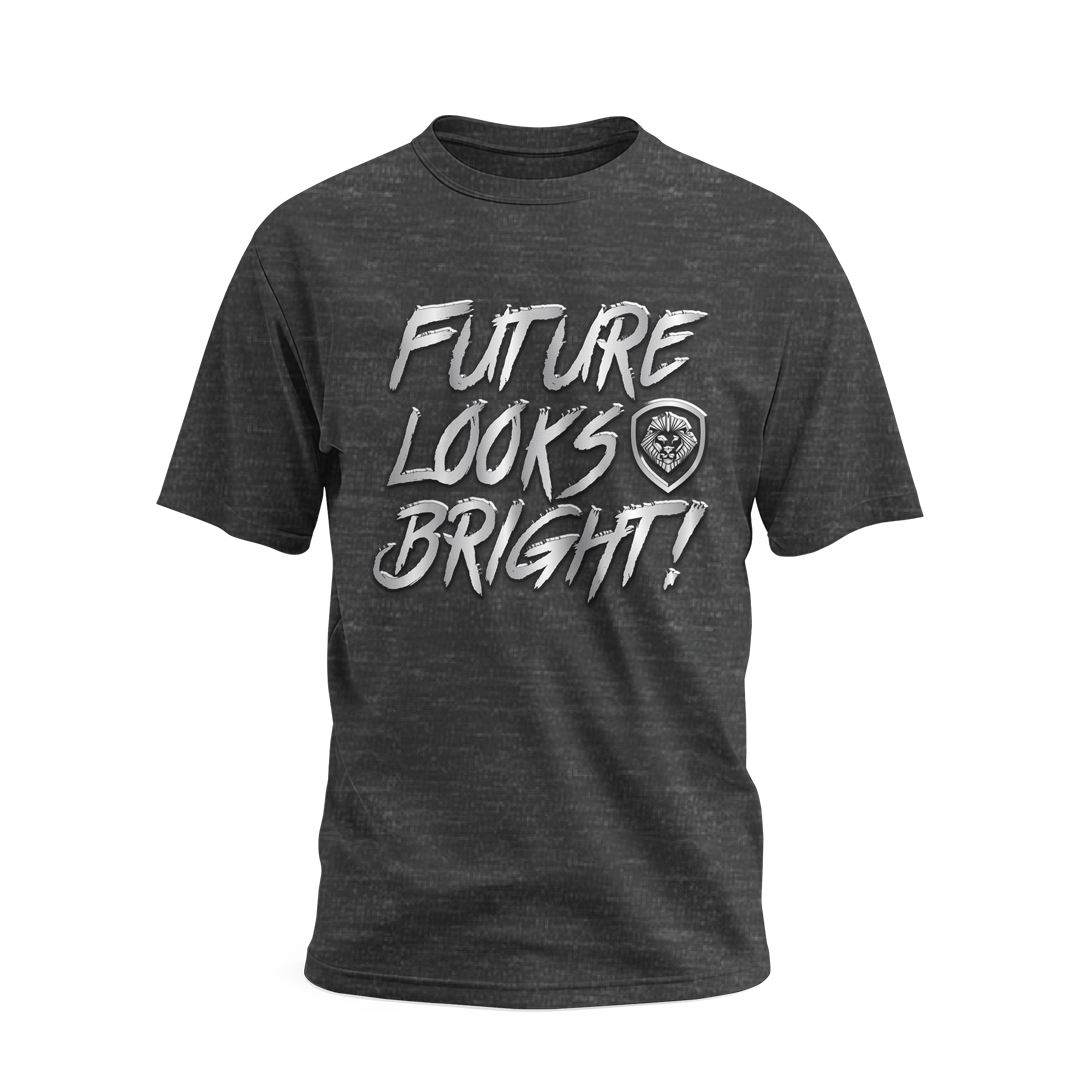 Future Looks Bright Grey & Silver Raised Embossed Print Performance Short Sleeve T-Shirt