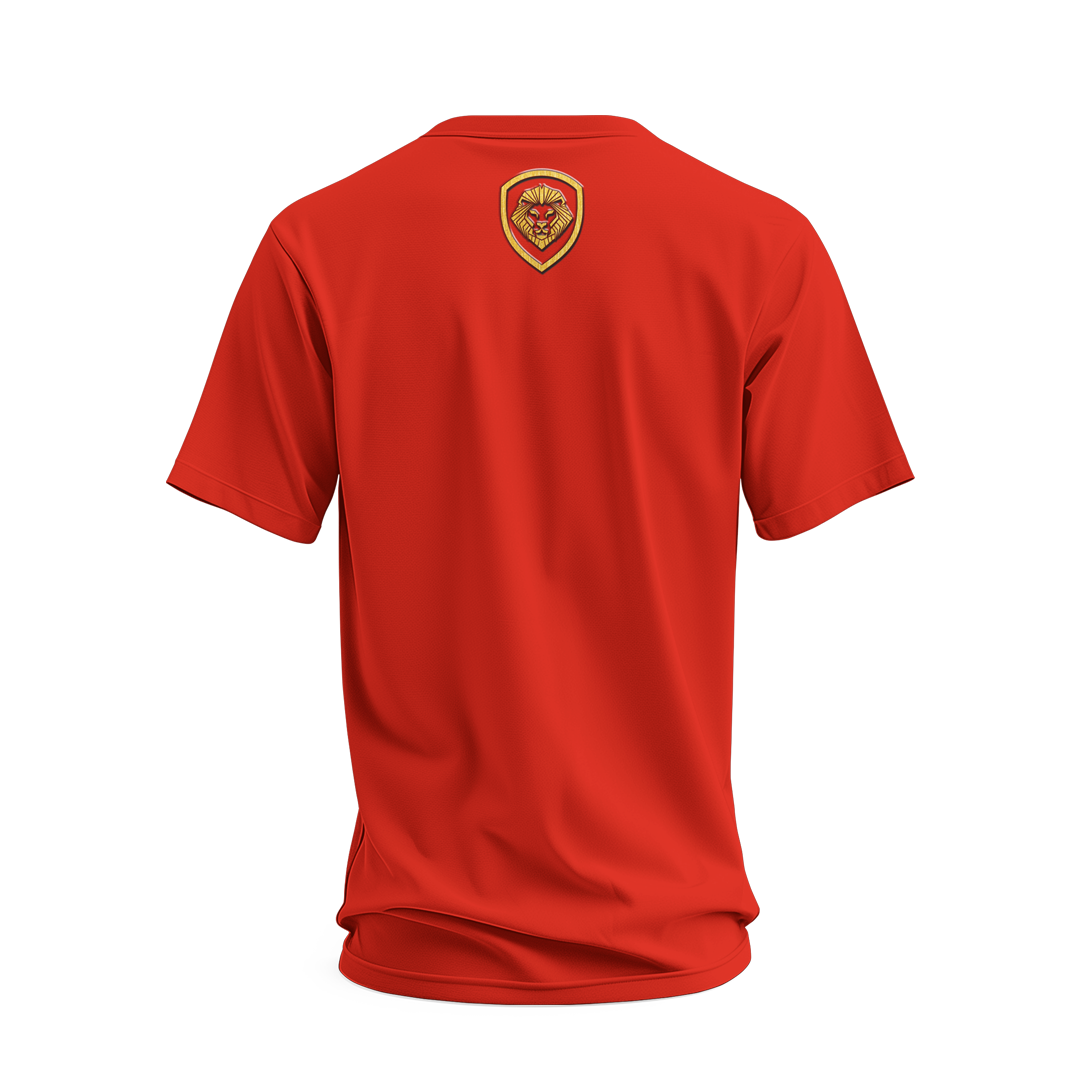 Future Looks Bright Red & Gold Raised Embossed Print Performance Short Sleeve T-Shirt