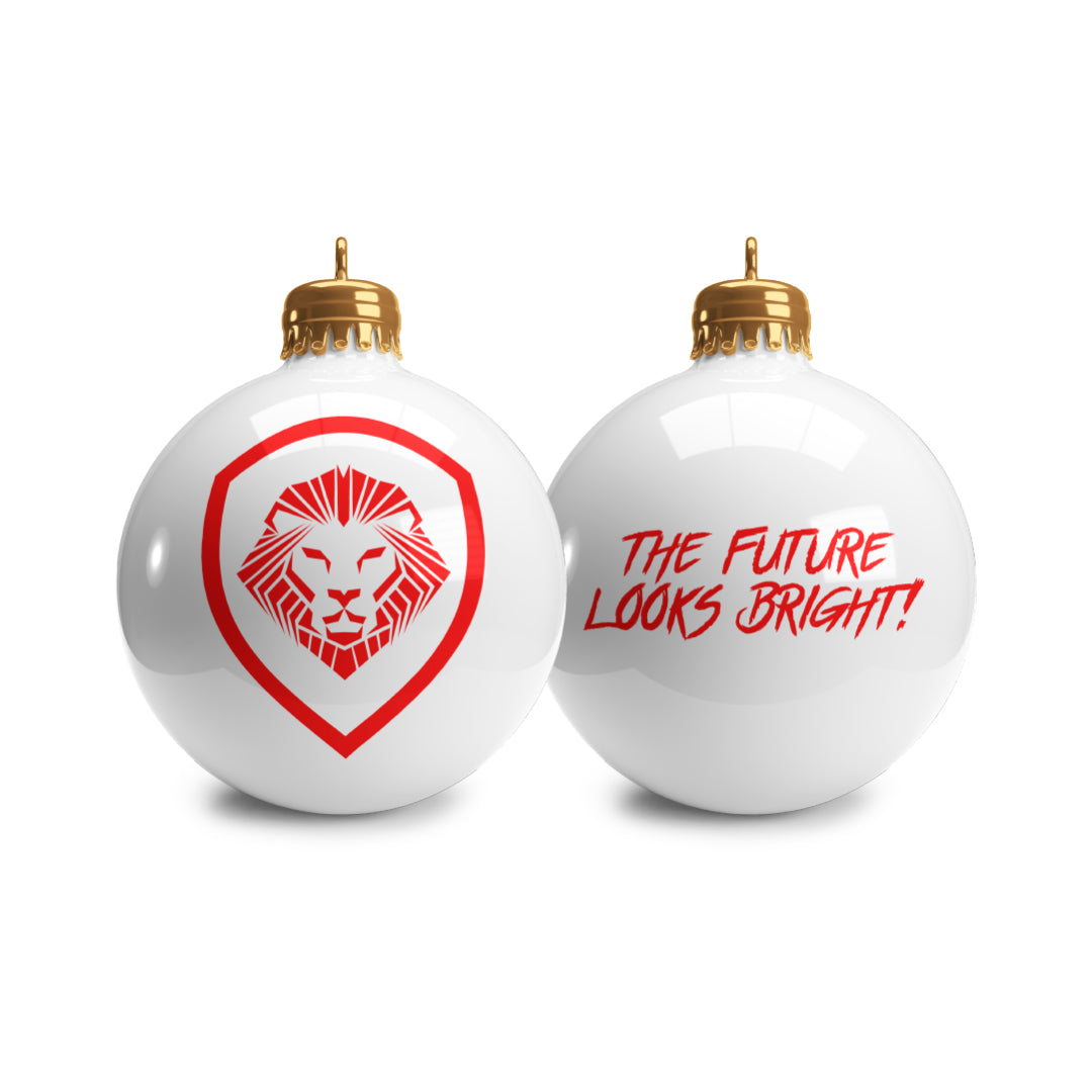 Valuetainment White and Red Lion Shield Christmas Ornament
