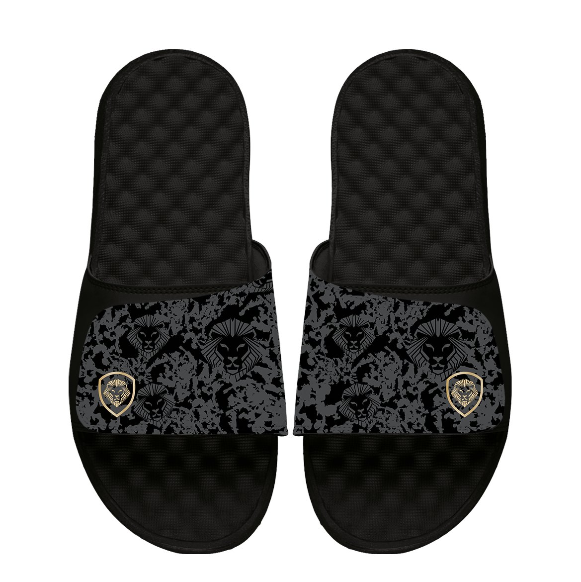 Future Looks Bright Charcoal Grey Pattern Print Comfort Slides