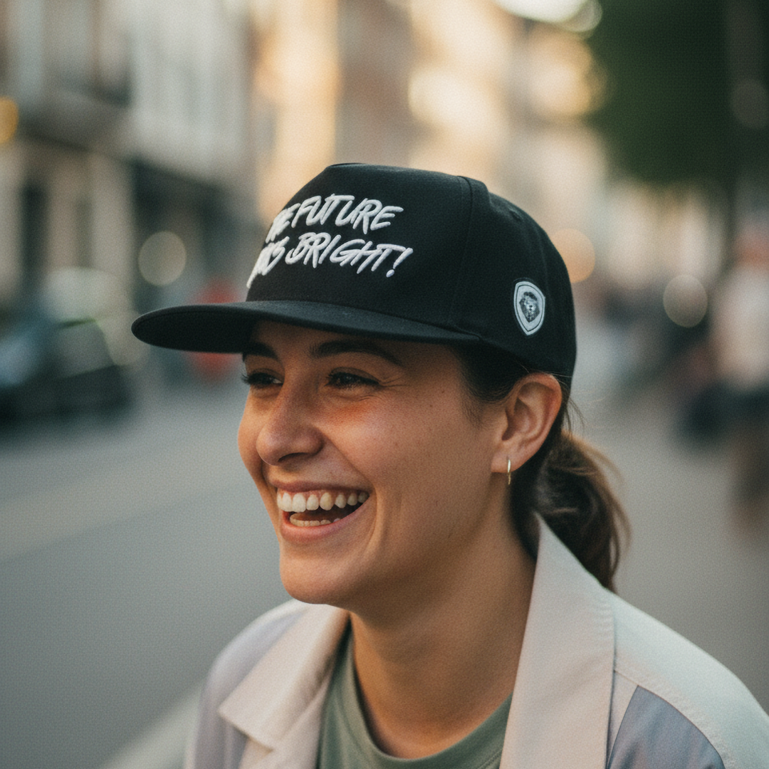 Future Looks Bright Black & White Flat Brim Snapback hat