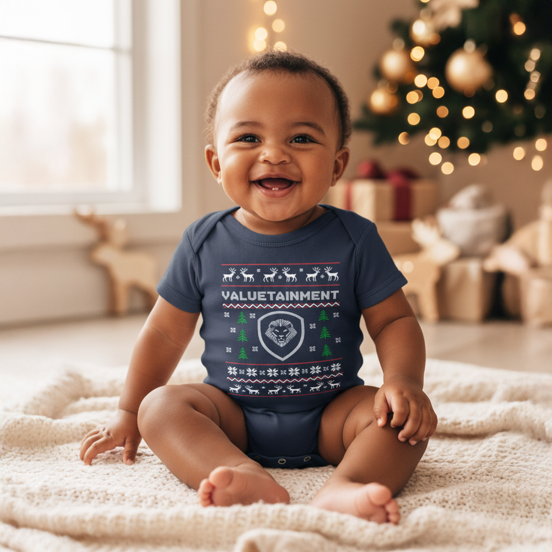 Infant Valuetainment Christmas Short Sleeve Baby Onesie