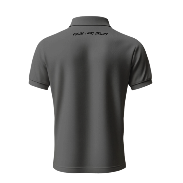 Future Looks Bright Lion Shield Premium Grey and Black Polo Shirt (Classic Fit)