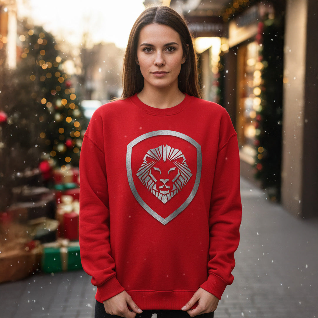 Women's Valuetainment Red Raised Print Performance Crewneck Sweatshirt