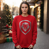 Women's Valuetainment Red Raised Print Performance Crewneck Sweatshirt