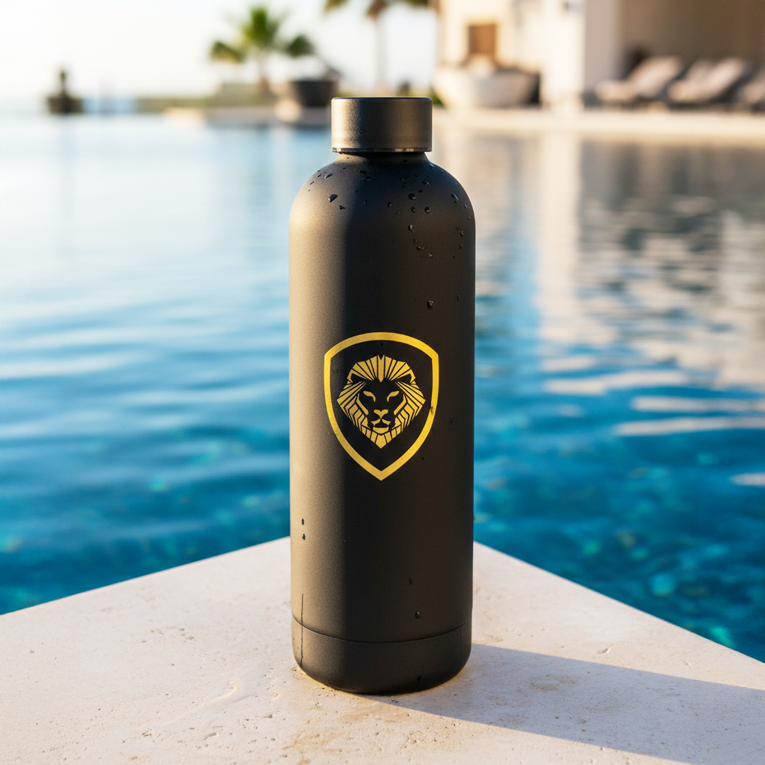 Lion Shield Matte Black Stainless Steel 25 oz. Water Bottle