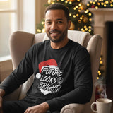 Future Looks Bright Merry Christmas Santa Hat Black Long Sleeve Shirt