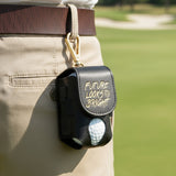 Future Looks Bright Black Embossed Leather Golf Ball and Tee Caddy