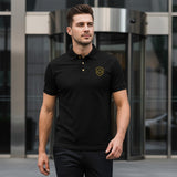 Future Looks Bright Lion Shield Logo Premium Black and Gold Polo Shirt (Classic Fit)