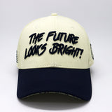 Future Looks Bright Dual Tone Beige and Navy Topo Print Snapback Hat