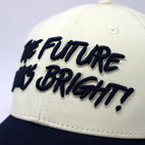 Future Looks Bright Dual Tone Beige and Navy Topo Print Snapback Hat