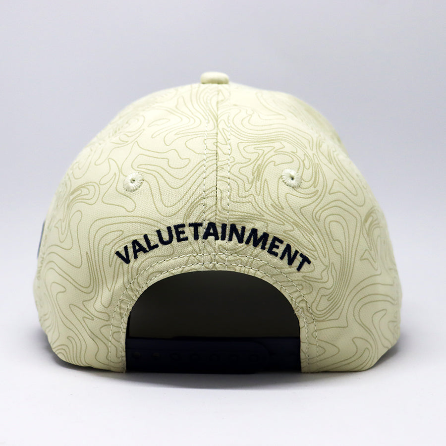 Future Looks Bright Dual Tone Beige and Navy Topo Print Snapback Hat