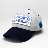 Future Looks Bright Dual Tone Gray and Blue Gradient Logo Snapback Hat