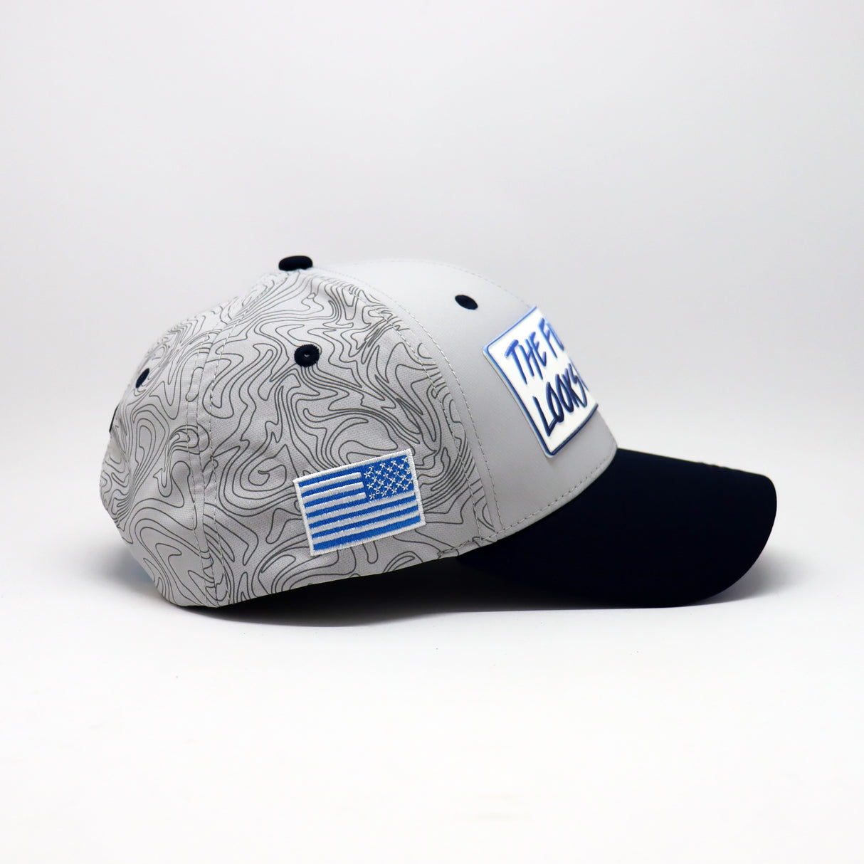 Future Looks Bright Dual Tone Gray and Blue Gradient Logo Snapback Hat