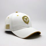 Future Looks Bright Lion Shield White and Gold Snapback Hat