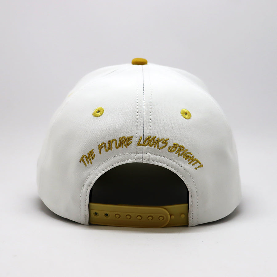 Future Looks Bright Lion Shield White and Gold Snapback Hat