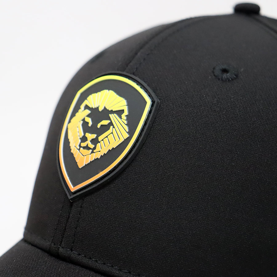 Future Looks Bright Lion Shield Black Yellow Gradient Snapback Hat