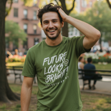 Future Looks Bright Premium Curved Hem Green and White Short Sleeve T-Shirt