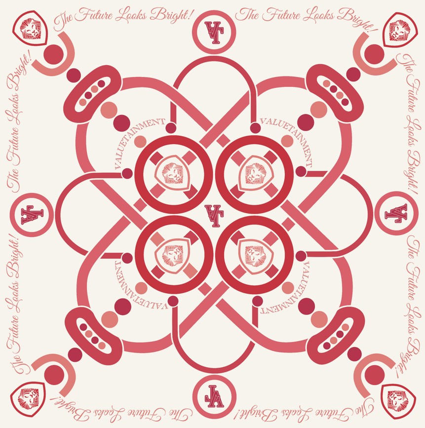 Future Looks Bright Red Muse 100% Premium Silk Scarf 38" x 38"