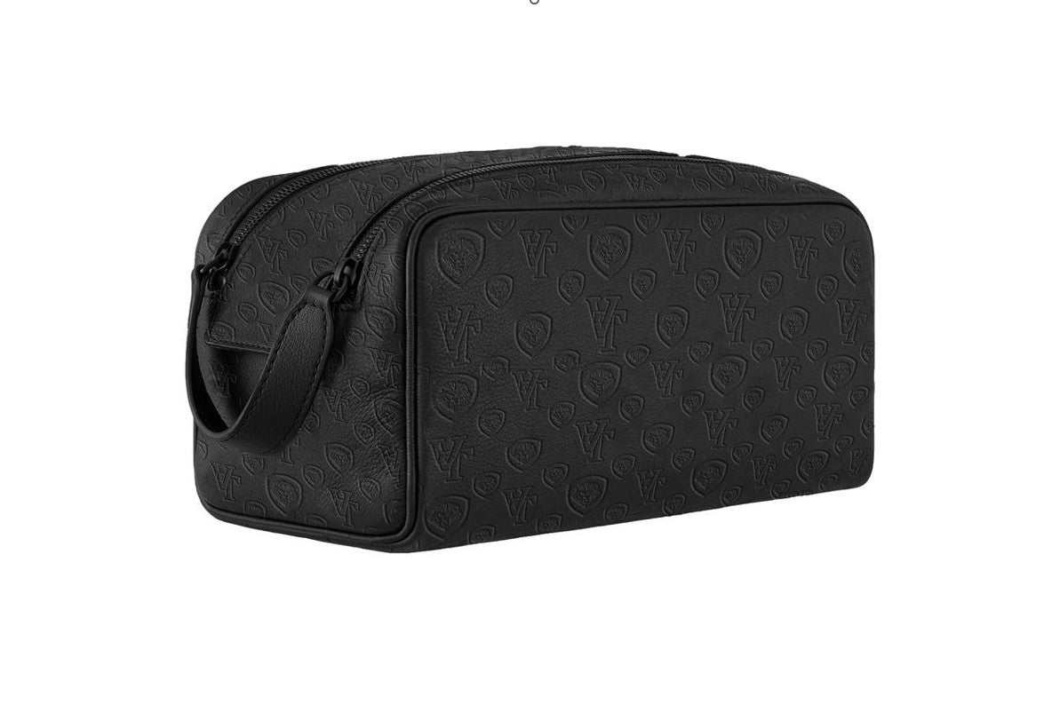 Valuetainment Lion Shield Debossed Black Toiletry Bag
