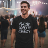 Future Looks Bright Black & Silver Raised Embossed Print Performance Short Sleeve T-Shirt