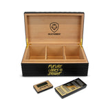 Future Looks Bright Black and Gold Premium Cigar Humidor