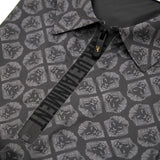 Valuetainment Lion Shield Performance Black and Grey Zipper Polo Shirt (Classic Fit)