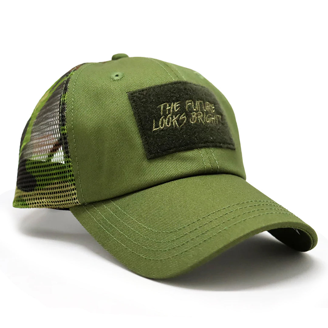 Future Looks Bright Army Green Camo Trucker Patch Snapback Hat