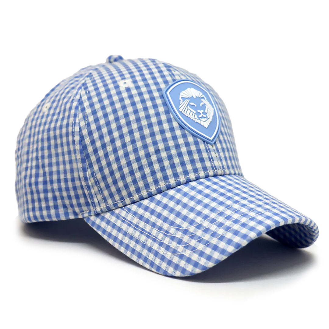 VT Shield Future Looks Bright Sky Blue Gingham Check Snapback Hat