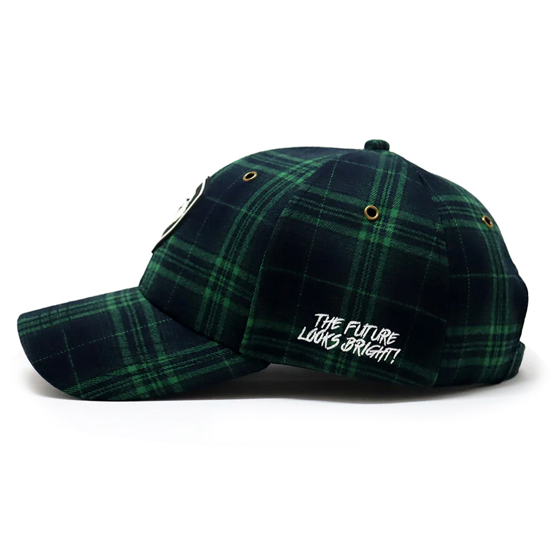VT Shield logo Green Tartan Plaid Future Looks Bright Snapback Hat