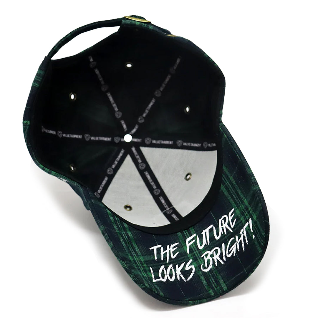 VT Shield logo Green Tartan Plaid Future Looks Bright Snapback Hat