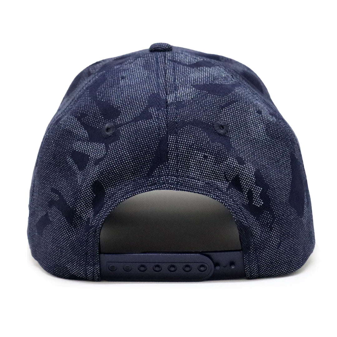 VT Shield Logo Future Looks Bright Blue Camo Textured Snapback Hat