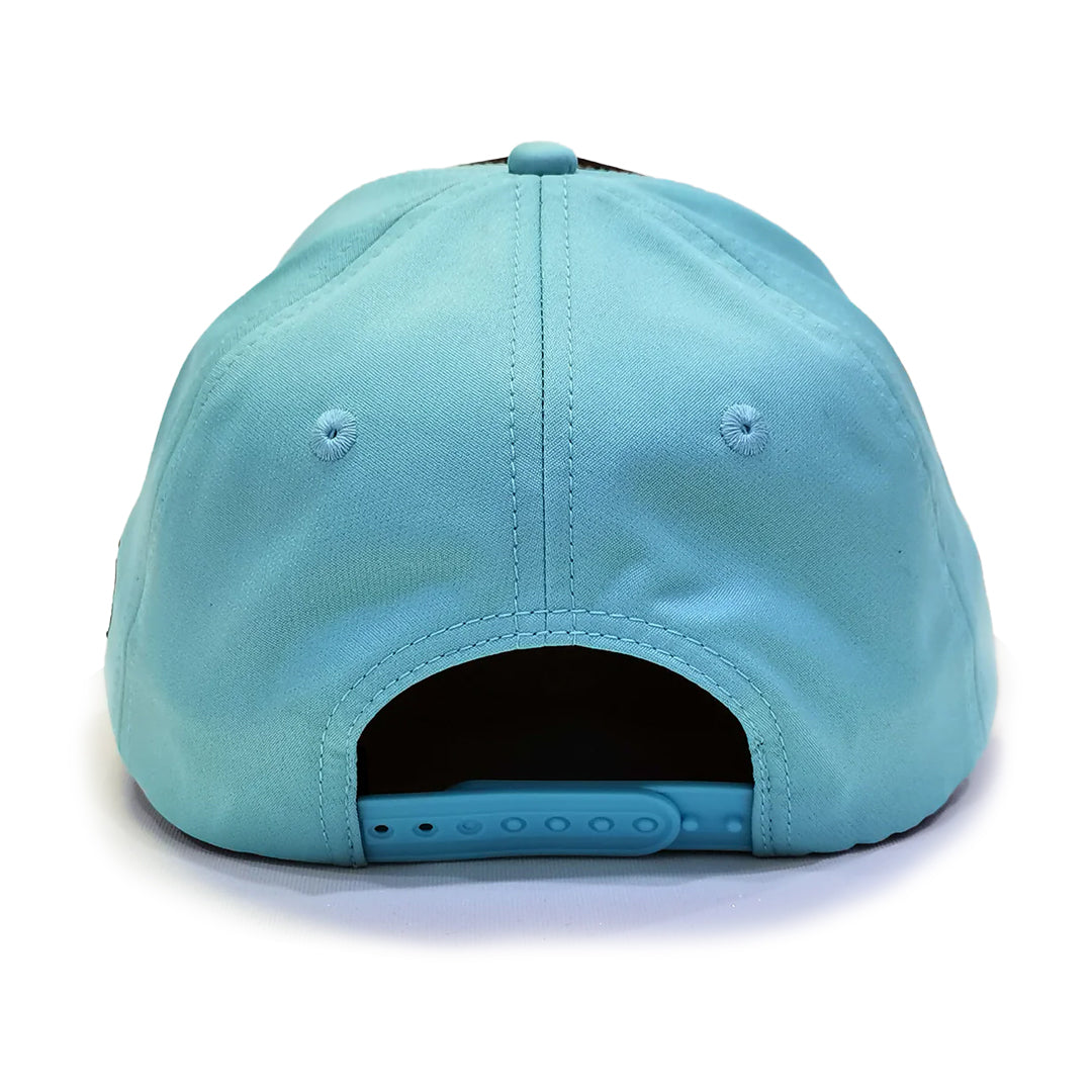 VT Shield Logo Future Looks Bright front panel Black & Sky Blue Snapback Hat