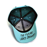 VT Shield Logo Future Looks Bright front panel Black & Sky Blue Snapback Hat