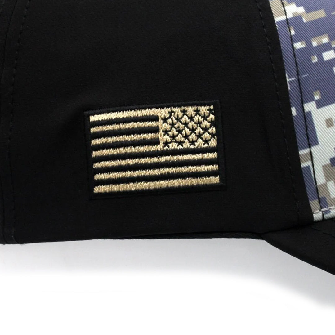 VT Shield Logo Future Looks Bright Navy & Grey Digital Camo Snapback Hat