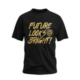 Future Looks Bright Black & Gold Raised Embossed Print Performance Short Sleeve T-Shirt