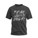 Future Looks Bright Grey & Silver Raised Embossed Print Performance Short Sleeve T-Shirt