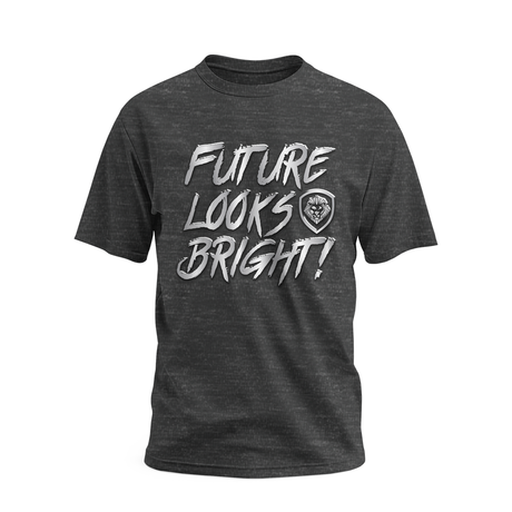 Future Looks Bright Grey & Silver Raised Embossed Print Performance Short Sleeve T-Shirt