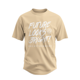 Future Looks Bright Premium Curved Hem Cream and White Short Sleeve T-Shirt