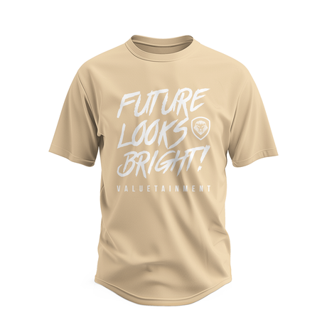 Future Looks Bright Premium Curved Hem Cream and White Short Sleeve T-Shirt