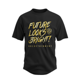 Future Looks Bright Premium Curved Hem Black and Gold Short Sleeve T-Shirt