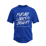 Future Looks Bright Premium Curved Hem Royal Blue and White Short Sleeve T-Shirt